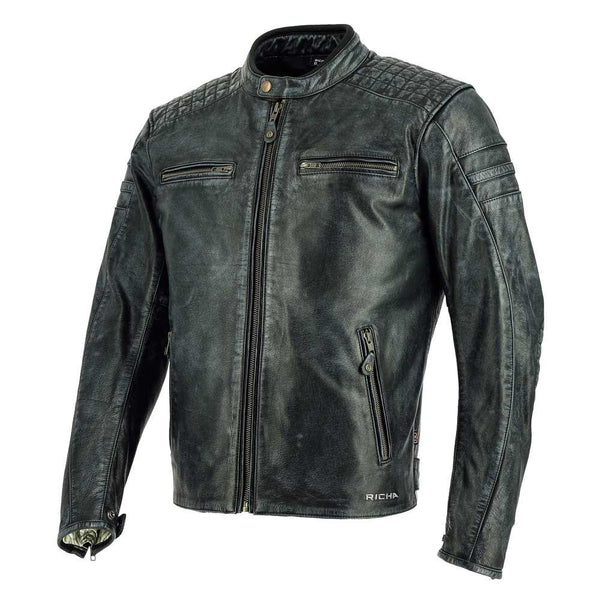 RICHA DAYTONA 60S LEATHER JACKET - WASHED BLACK