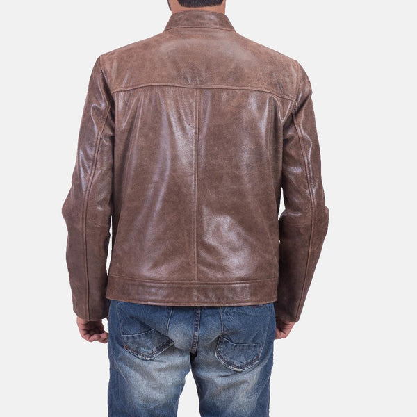 Tim Brown Leather Biker Jacket