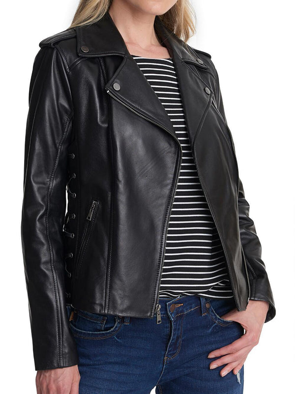 Asymmetrical Zip Jacket w/ Side Lacing