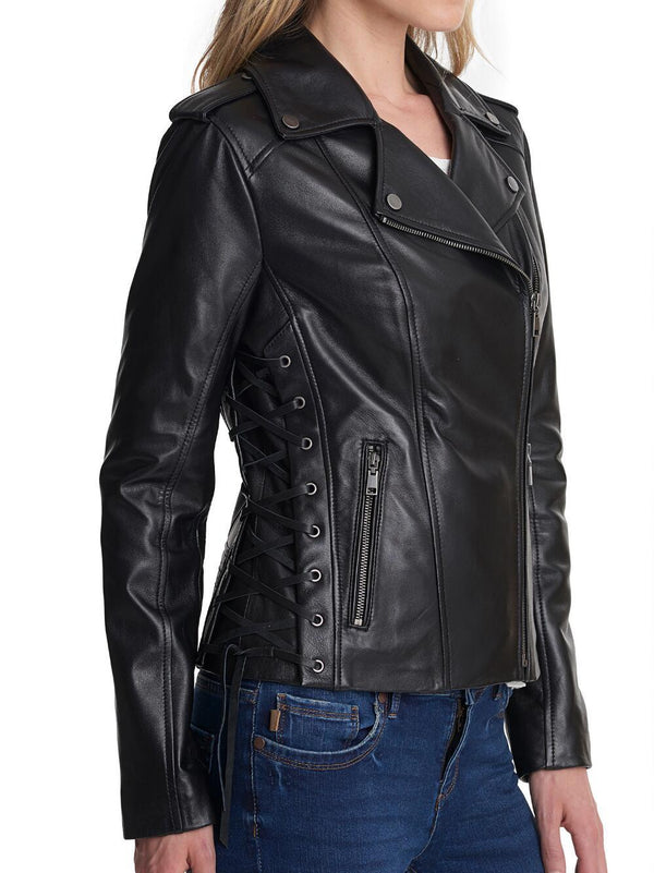 Asymmetrical Zip Jacket w/ Side Lacing