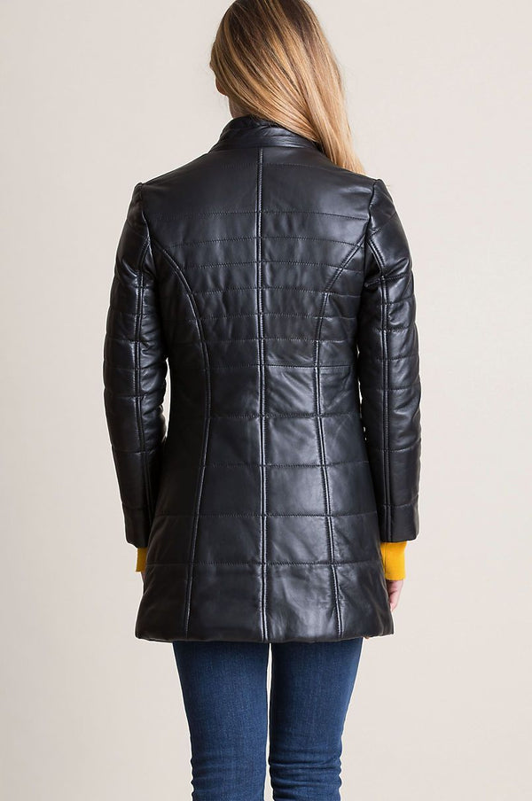 Maria Hooded Lambskin Leather Jacket with Raccoon Fur Trim