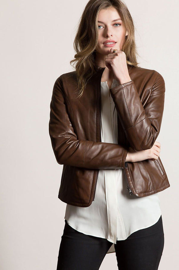 Virginia Reversible Lambskin Leather and Quilted Moto Jacket