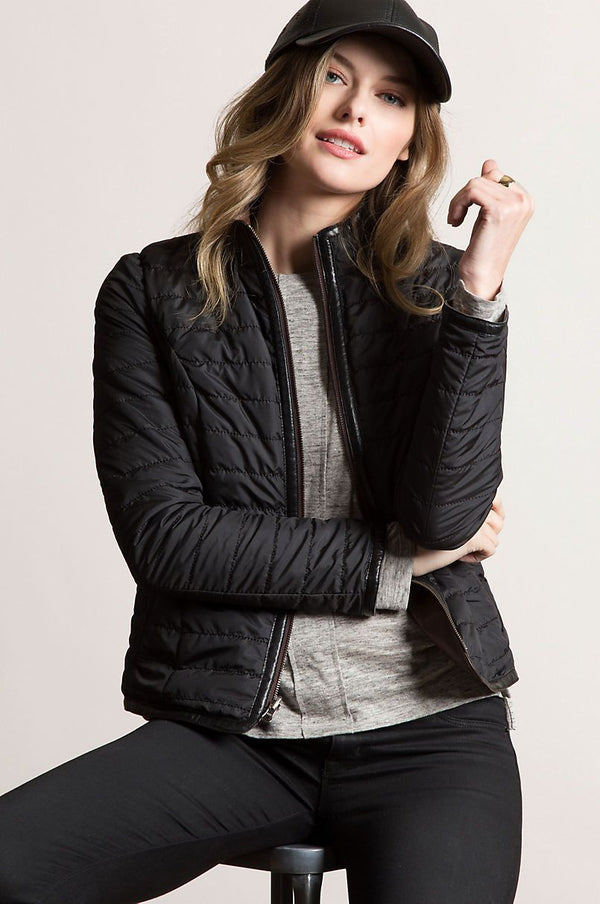 Virginia Reversible Lambskin Leather and Quilted Moto Jacket