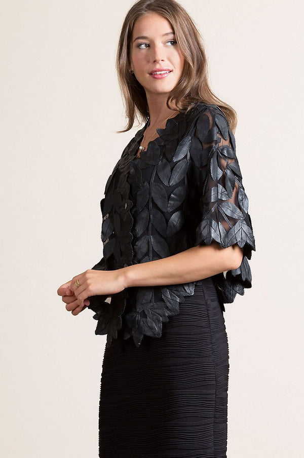 Paradise Floral Lambskin Leather Cape