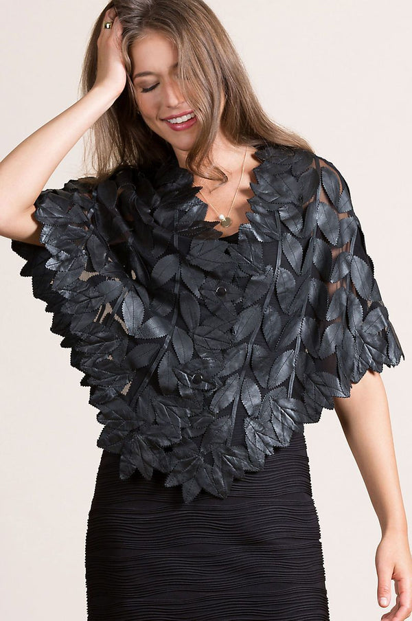 Paradise Floral Lambskin Leather Cape