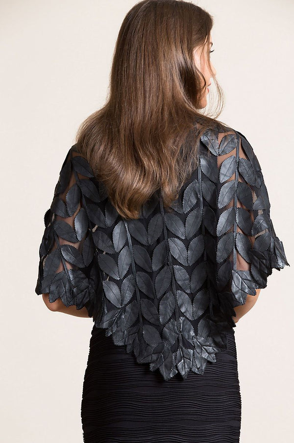 Paradise Floral Lambskin Leather Cape