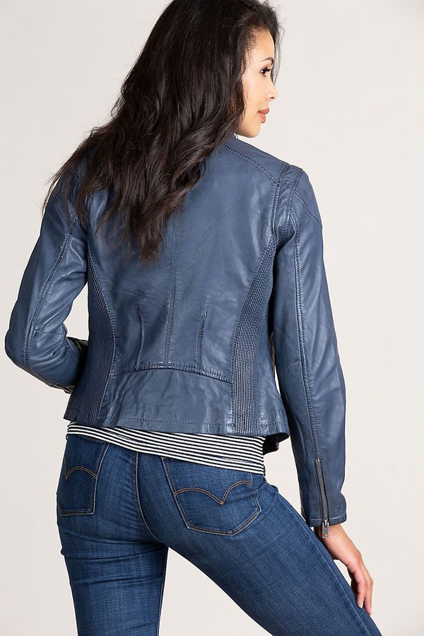 Sandy Lambskin Leather Moto Jacket