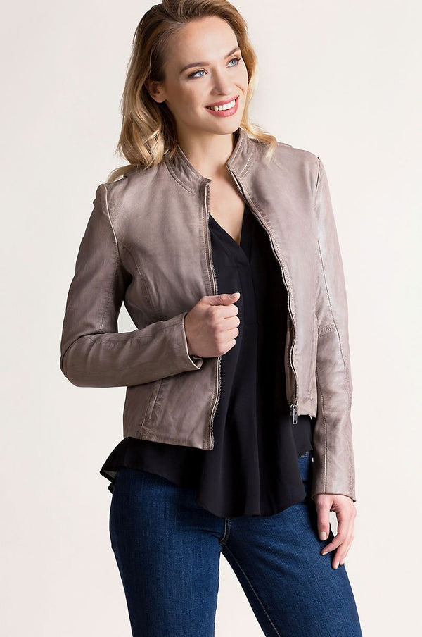 Chessy Lambskin Leather Moto Jacket