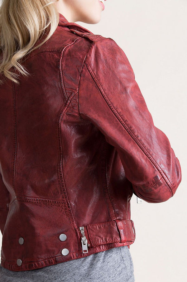 Wild Lambskin Leather Moto Jacket with Detachable Belt