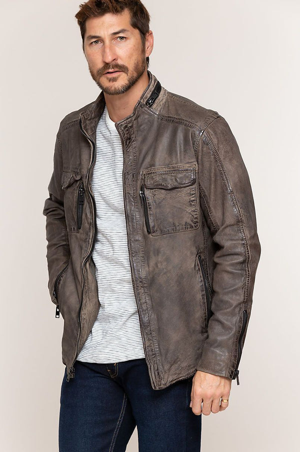 Cove Distressed Lambskin Leather Jacket