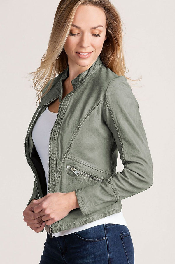 Madison Washed Lambskin Leather Moto Jacket