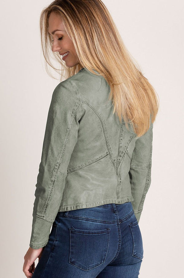 Madison Washed Lambskin Leather Moto Jacket