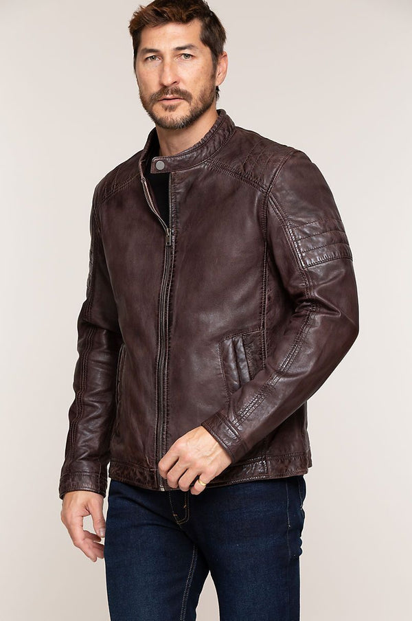 Cave Lambskin Leather Moto Jacket