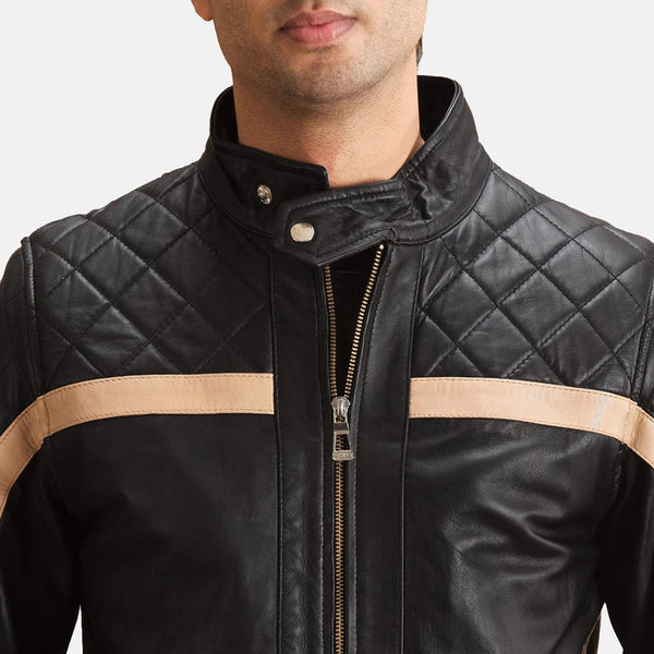 Danson Black Leather Bomber Jacket