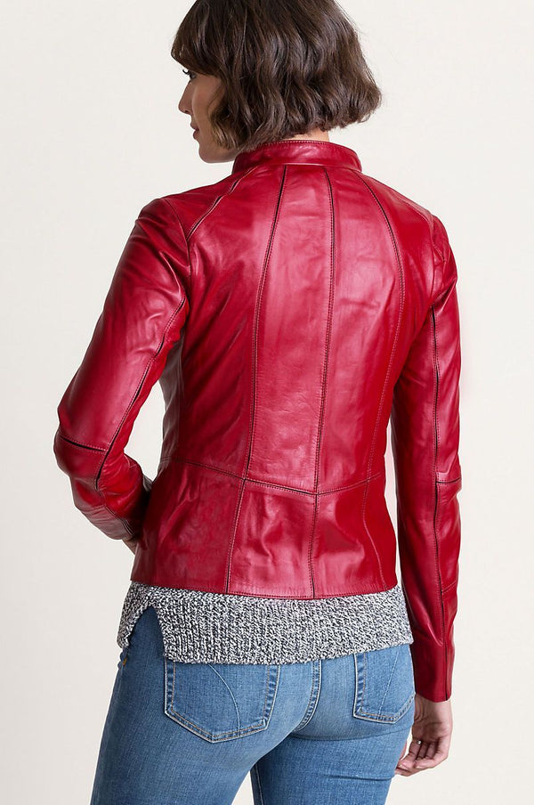 Racquel Italian Lambskin Leather Moto Jacket