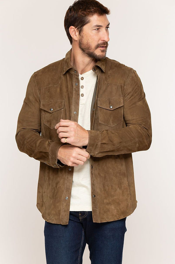 Spencer Italian Lambskin Suede Shirt Jacket