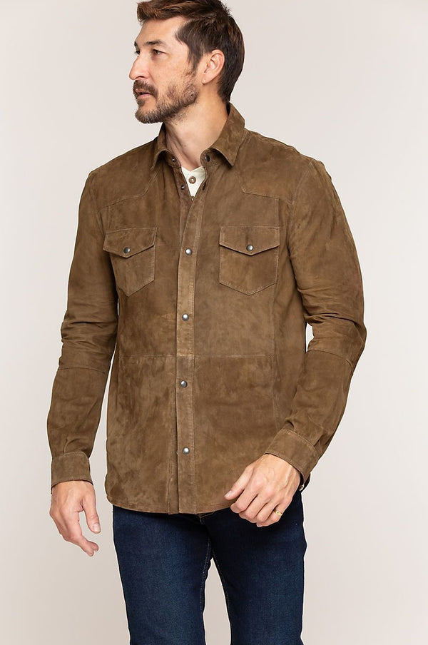 Spencer Italian Lambskin Suede Shirt Jacket