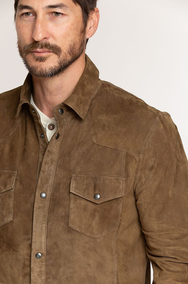 Spencer Italian Lambskin Suede Shirt Jacket