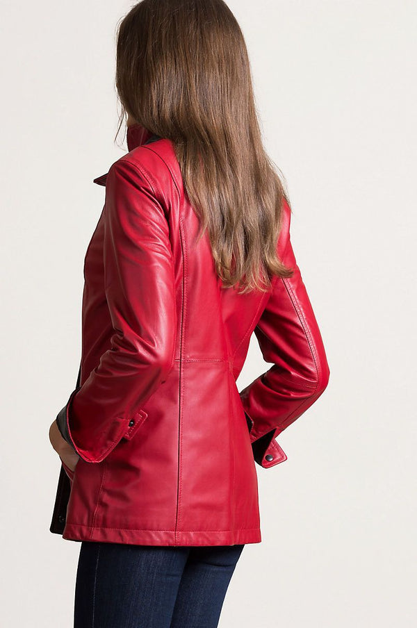 Rory Scarlet Lambskin Leather Jacket