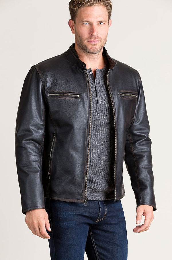 Retro Motocross Cowhide Leather Jacket