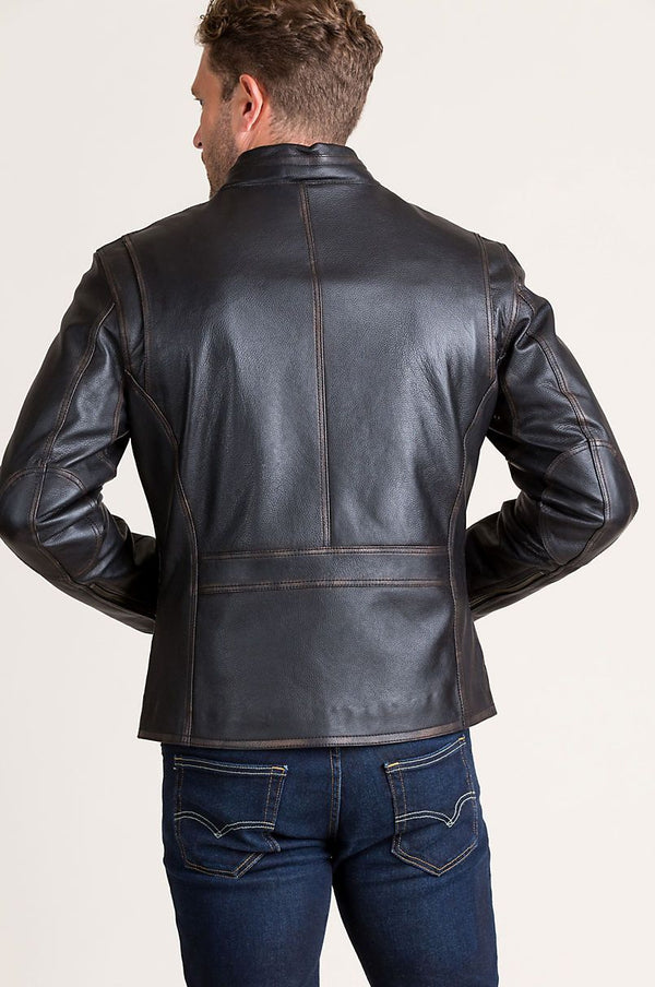 Retro Motocross Cowhide Leather Jacket