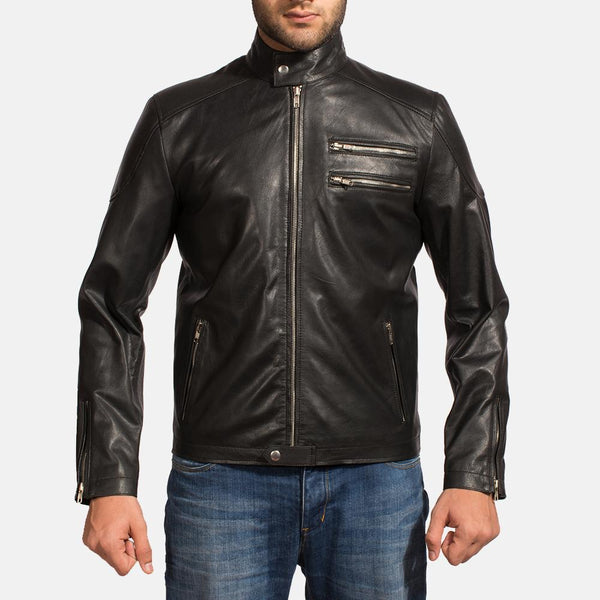 Liam Black Leather Biker Jacket