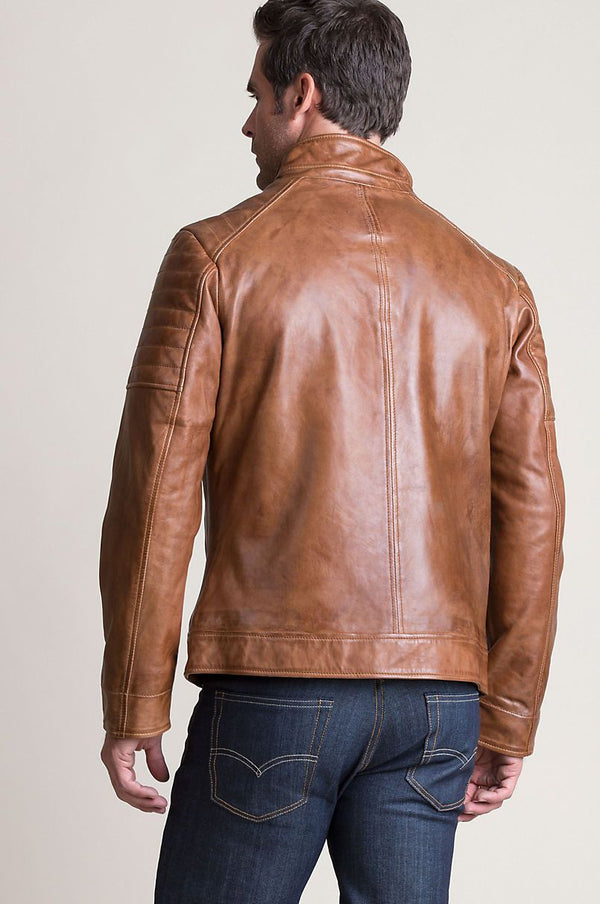 Udo Waxed Lambskin Leather Moto Jacket