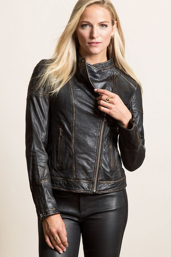 Chelsea Lambskin Leather Moto Jacket