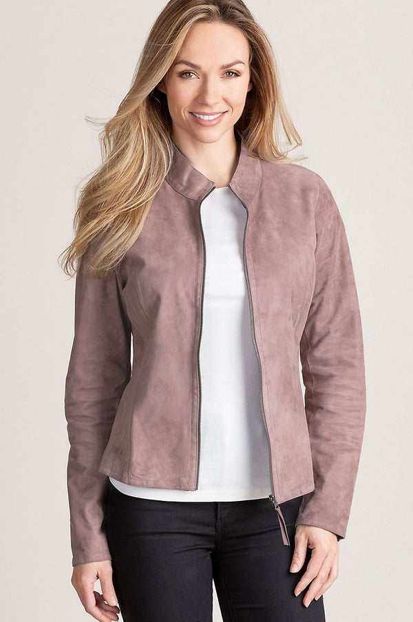 Natalie Reversible Lambskin Suede Leather Jacket