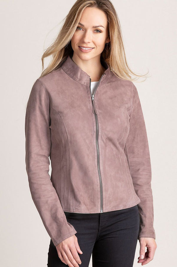 Natalie Reversible Lambskin Suede Leather Jacket