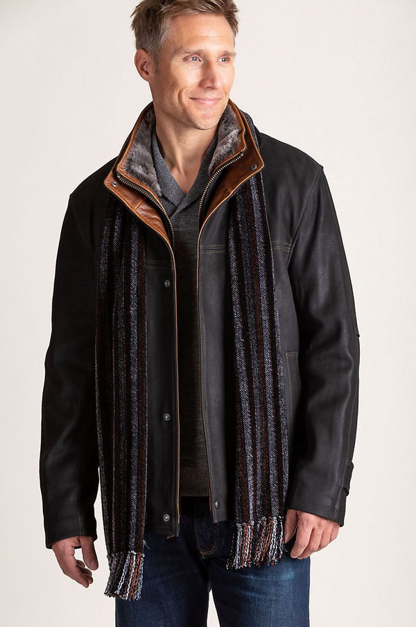 Newsboy Kildare Goatskin Leather Jacket with Removable Shearling Collar