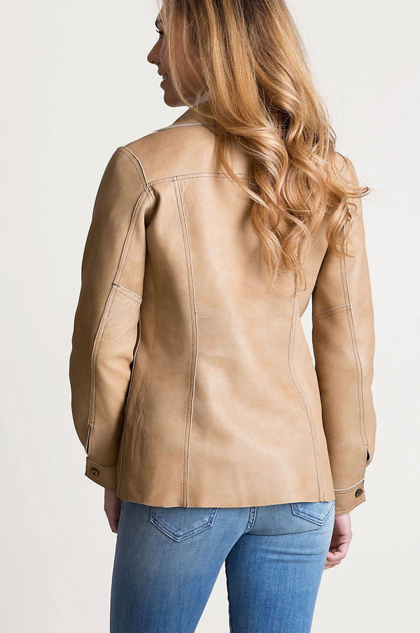 Coretta Reversible Lambskin Leather Shirt Jacket