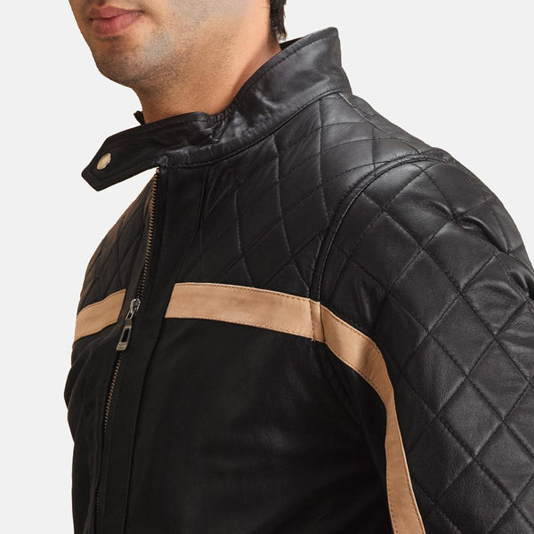 Danson Black Leather Bomber Jacket