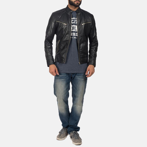 Mack Black Leather Biker Jacket