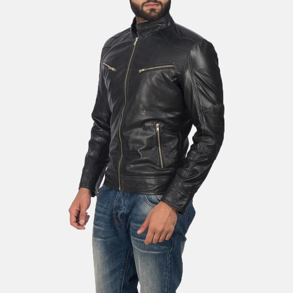 Mack Black Leather Biker Jacket