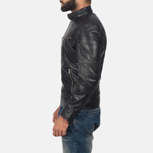 Mack Black Leather Biker Jacket