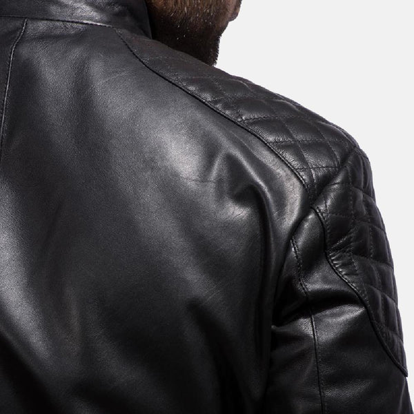 Sven Black Leather Bomber Jacket