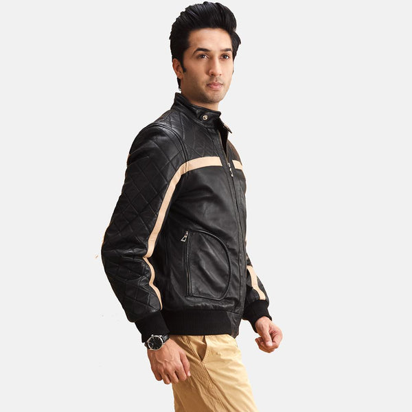 Danson Black Leather Bomber Jacket