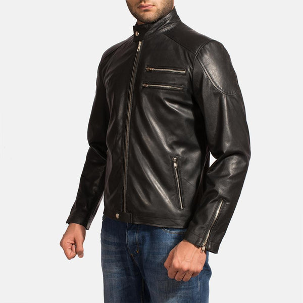 Onyx Black Leather Biker Jacket