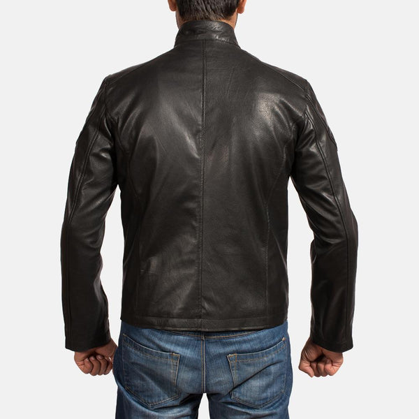 Onyx Black Leather Biker Jacket