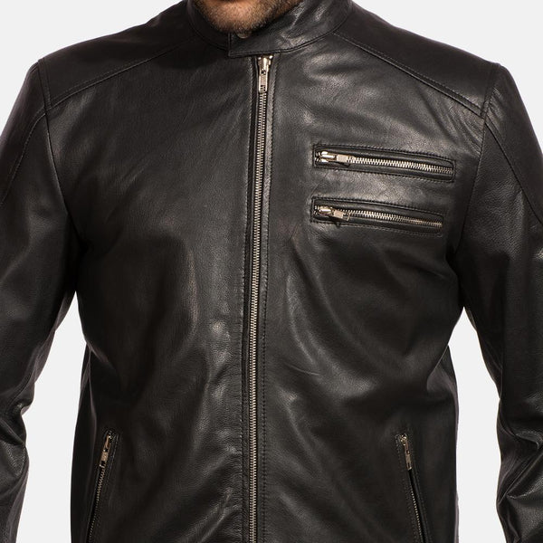 Onyx Black Leather Biker Jacket