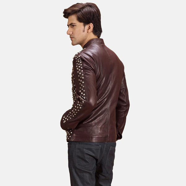 Blix Bono Maroon Leather Biker Jacket