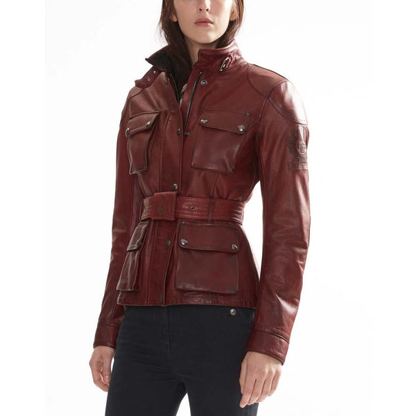 BELSTAFF TRIALMASTER PRO LEATHER LADIES JACKET - RED