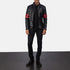 Monza Black & Red Leather Biker Jacket