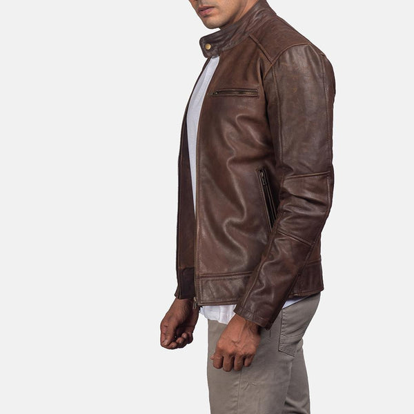 Dean Brown Leather Biker Jacket