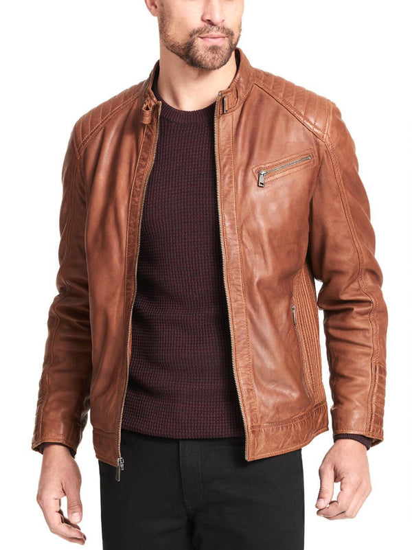 Classic Leather Jacket w/ Quilting Details