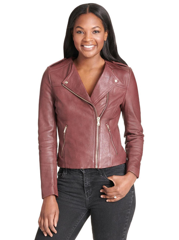 Vintage Asymmetrical Leather Cycle Jacket w/ Epaulets