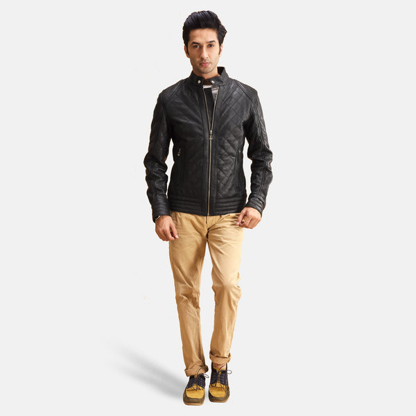 Henry Quilted Black Leather Jacket