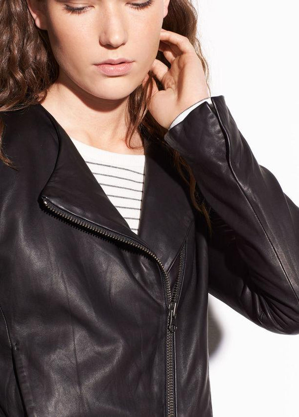 Cross Front Leather Jacket