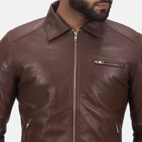 Tim Brown Leather Biker Jacket